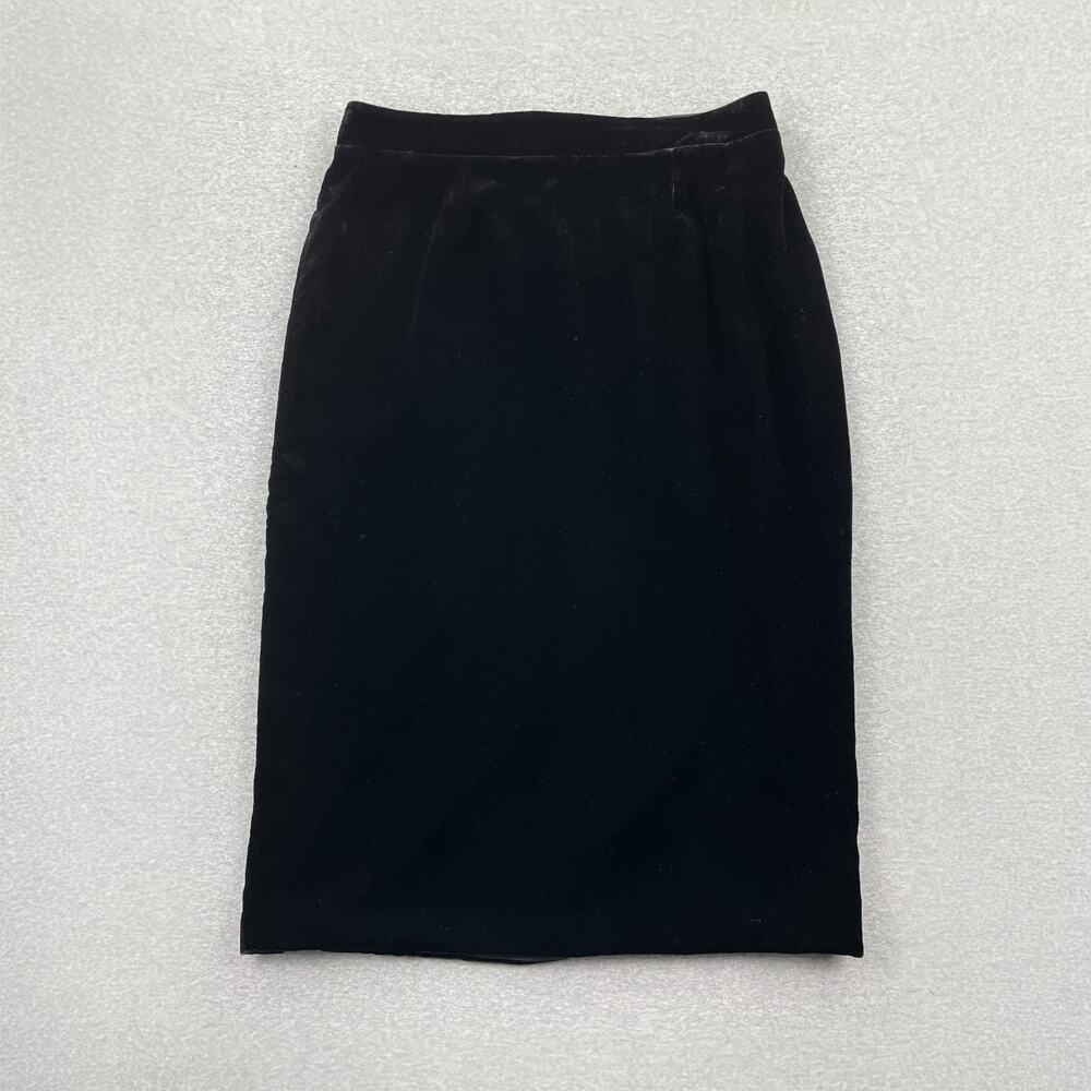 WAYF Velvet Midi Skirt Womens L Black High Waist Minimalist Office Career Glam